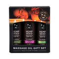 Earthly Body Hemp Seed Massage Oil 3-Piece Gift Set 2 0zs.