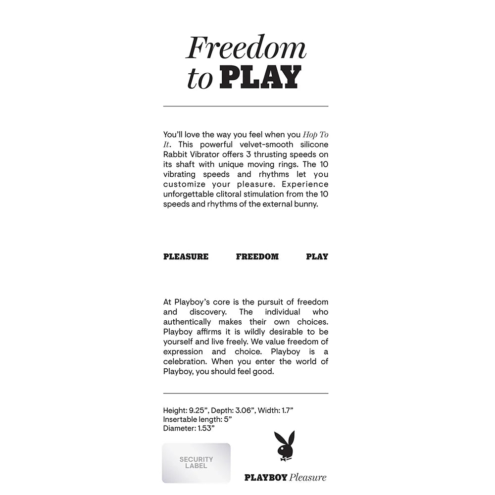 Playboy Hop To It Rechargeable Thrusting Silicone Dual Stimulation