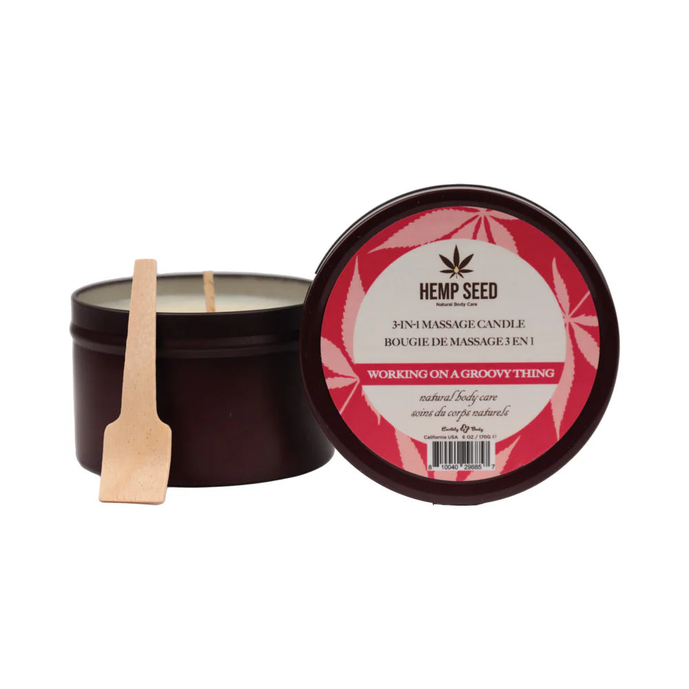 Earthly Body Hemp Seed 3-1 Massage Candles 6 0z 4 distinct Scents