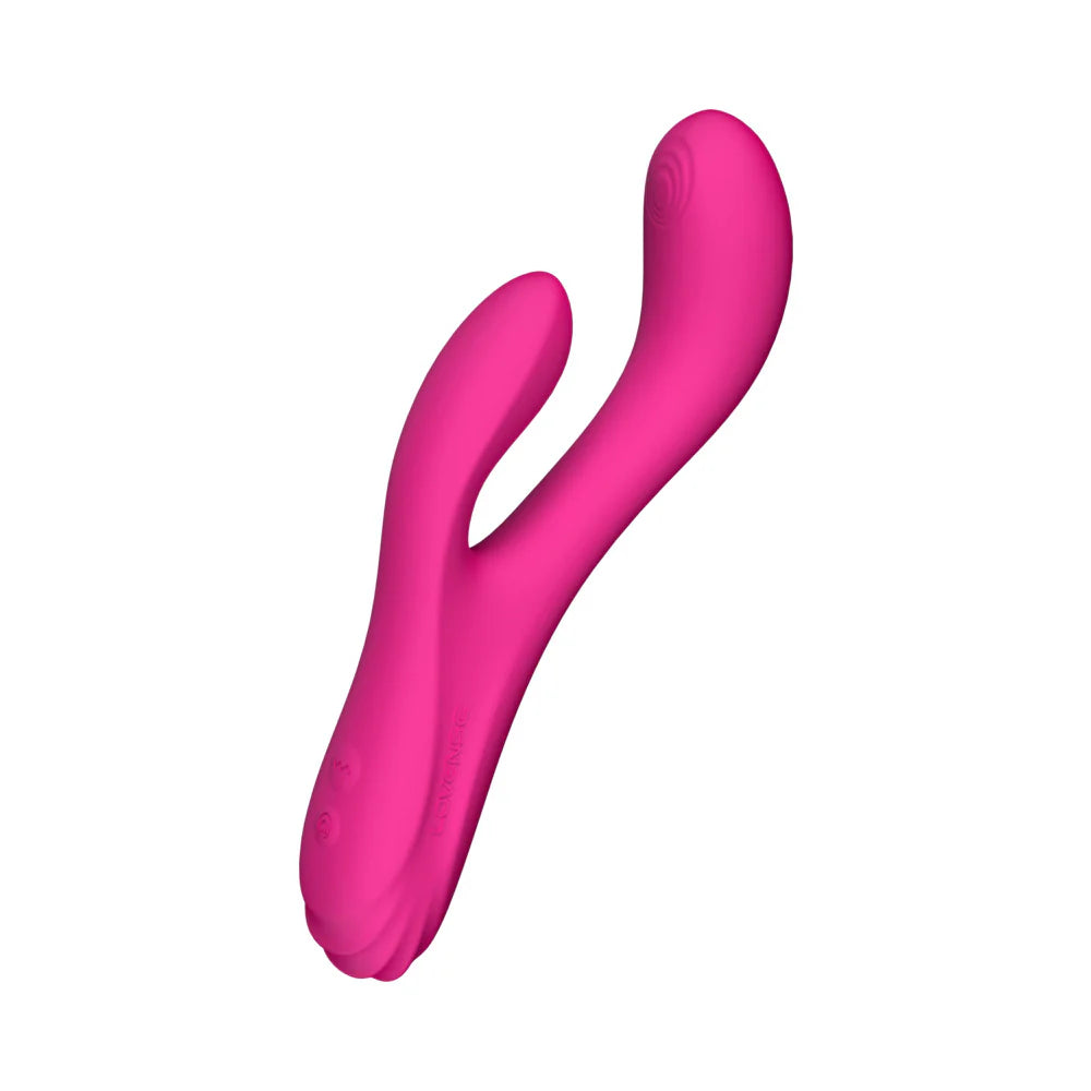 Pink W-shaped object on a white background