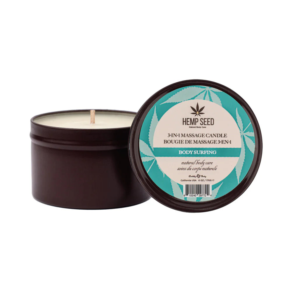 Earthly Body Hemp Seed 3-1 Massage Candles 6 0z 4 distinct Scents