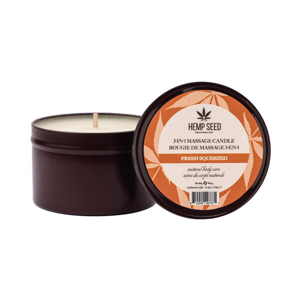 Earthly Body Hemp Seed 3-1 Massage Candles 6 0z 4 distinct Scents