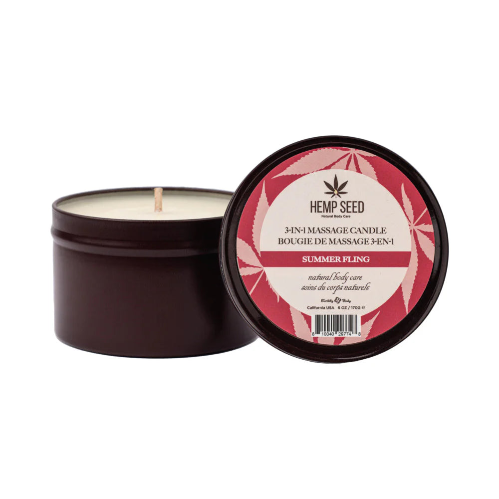Earthly Body Hemp Seed 3-1 Massage Candles 6 0z 4 distinct Scents