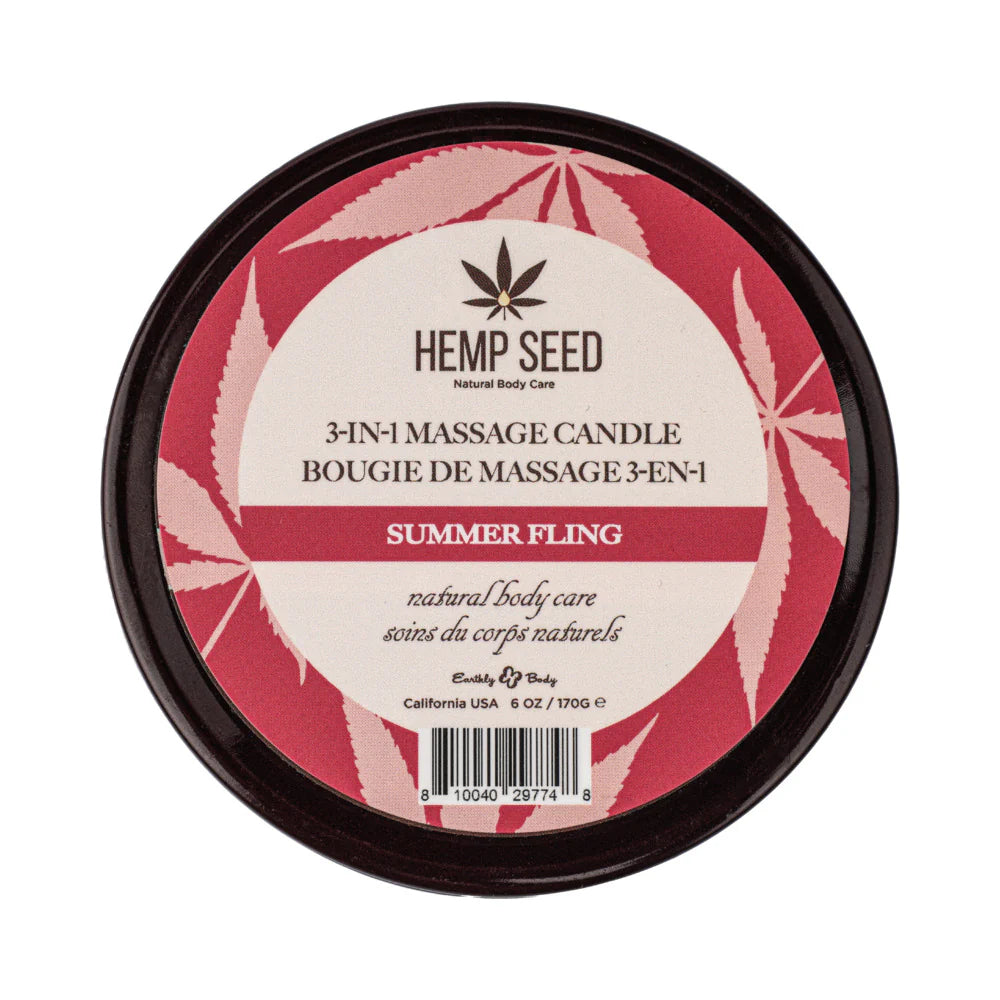 Earthly Body Hemp Seed 3-1 Massage Candles 6 0z 4 distinct Scents
