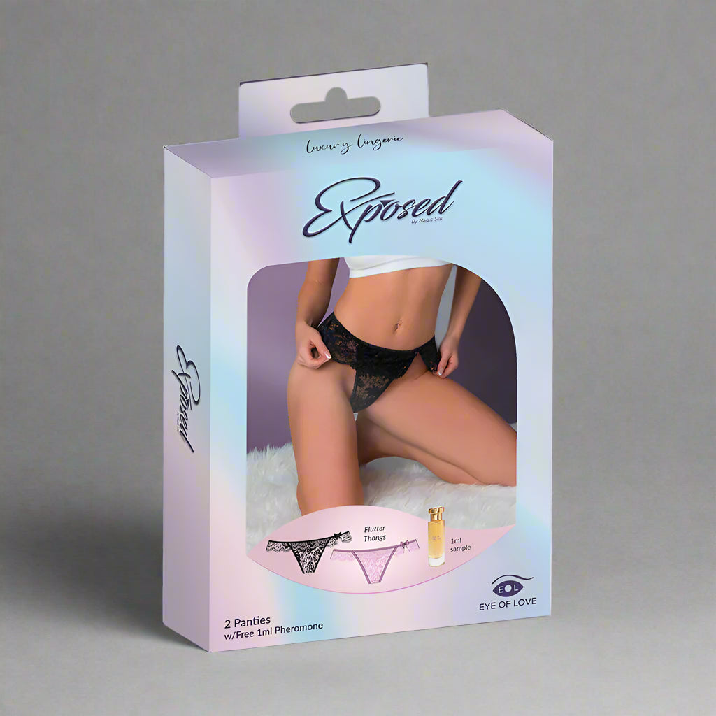 Magic Silk Pheromone Flutter Thongs 2-Pack Lilac/Black