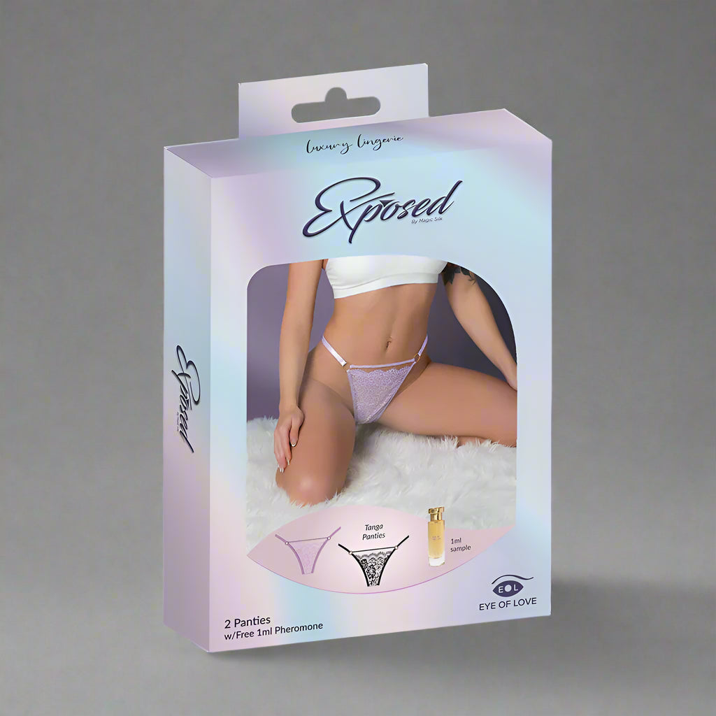 Magic Silk Pheromone Tanga Panties 2-Pack Lilac/Black