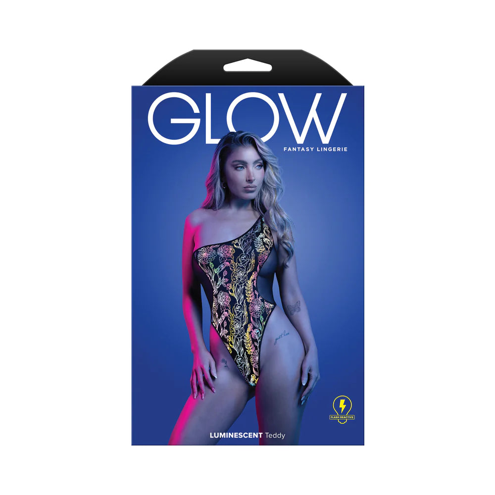 Fantasy Lingerie Glow Luminescent Floral Print-One Shoulder Teddy