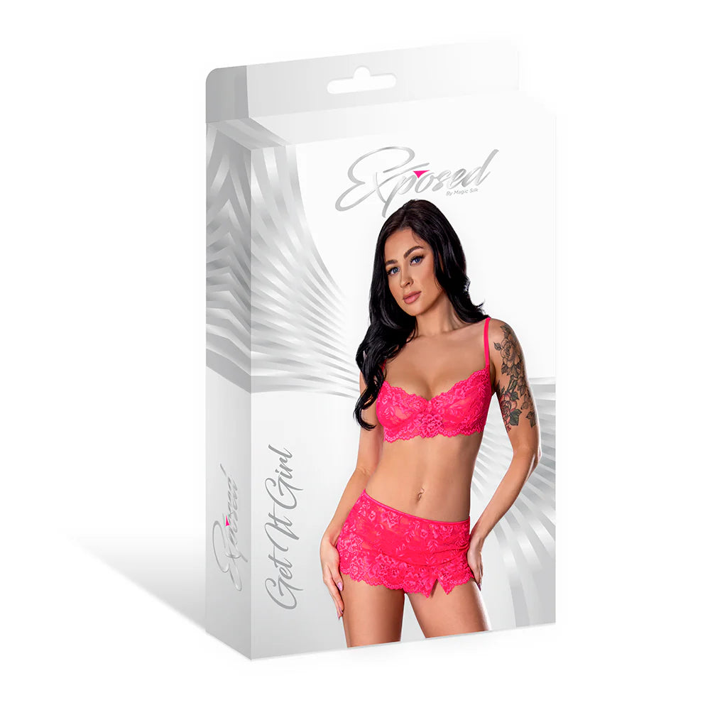 Magic Silk Get It Girl, Bra, Skirt & Thong Set, Diva Pink