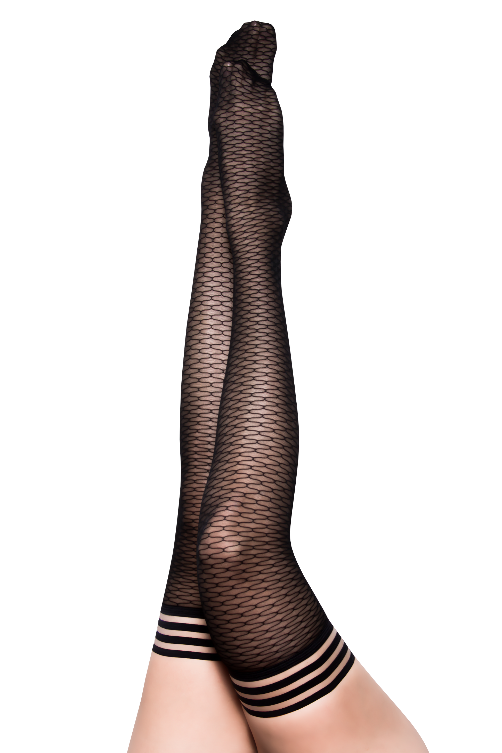 Beth Ann: A Deliciously Modern Take on Traditional Black Fishnet Thigh Highs. Petite to Plus Size