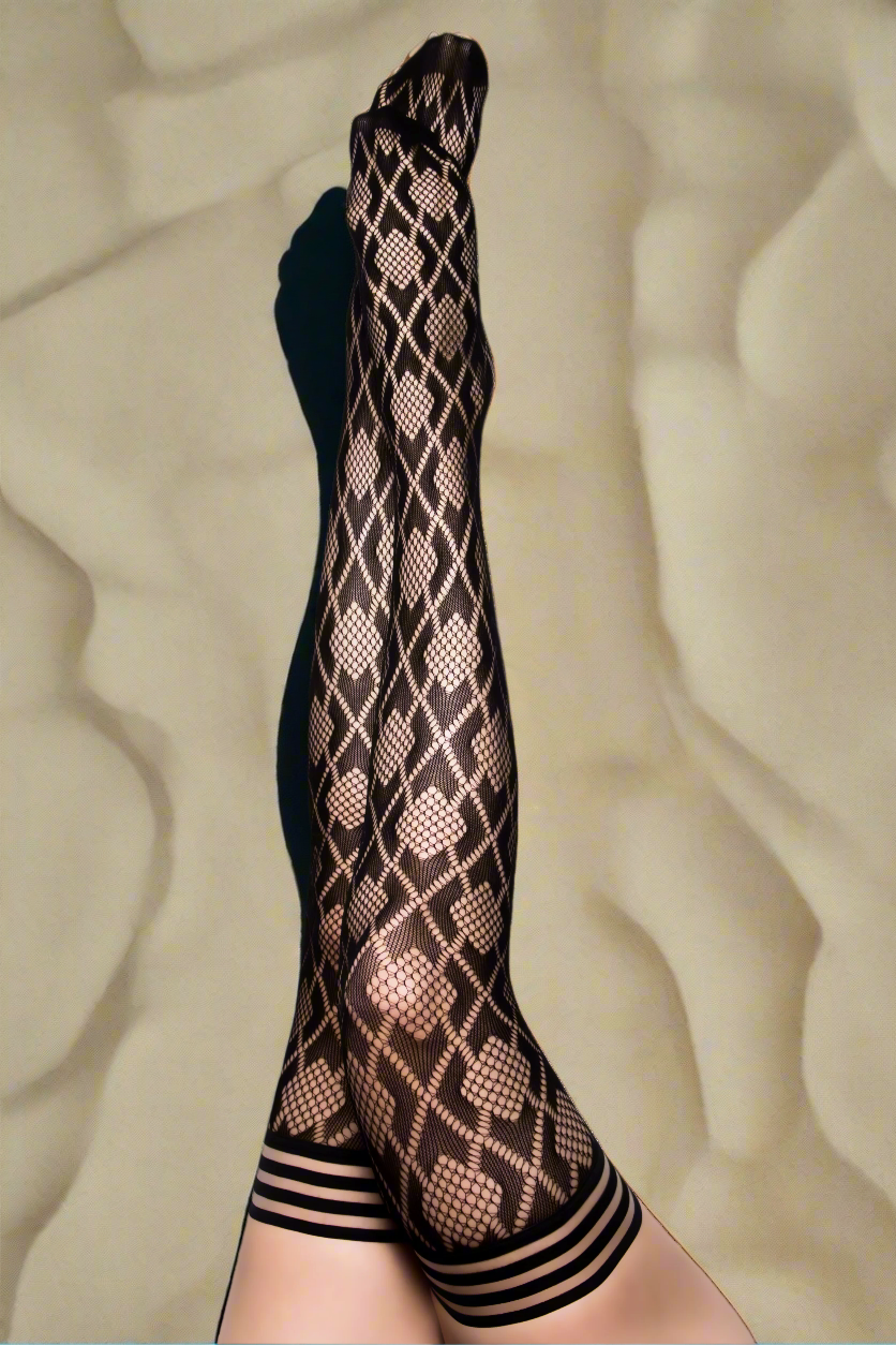 Elle: No Flush Beats This Pair of Diamond Thigh Highs. Petite to Plus Size