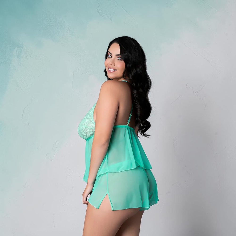 Magic Silk Caribbean Crush Flutter Cami & Short Set Aqua Glow