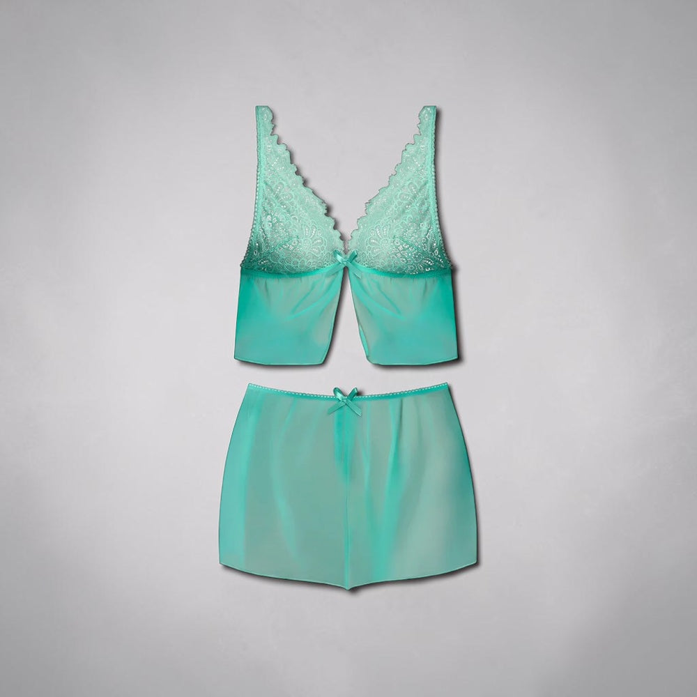 Magic Silk Caribbean Crush Flutter Cami & Short Set Aqua Glow