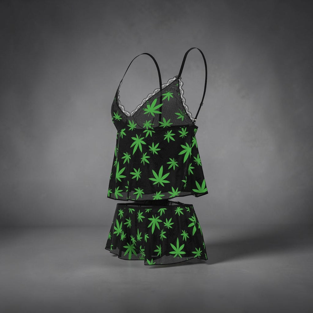 Magic Silk Hazy Dayz Cami & Short Set Pot Leaf