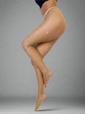 Tan Rhinestone Mardi Gras Tights