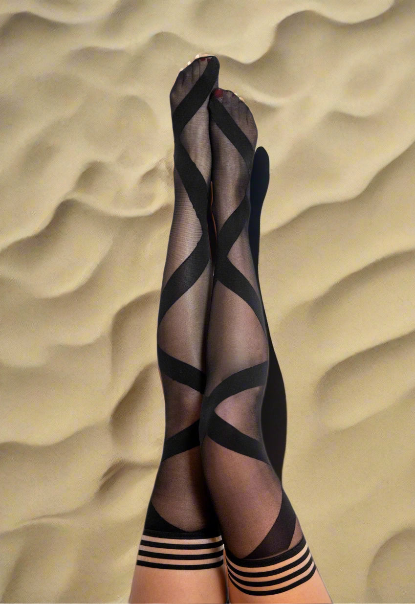 Jackie: Black Ballet Thigh Highs. Petite to Plus Size